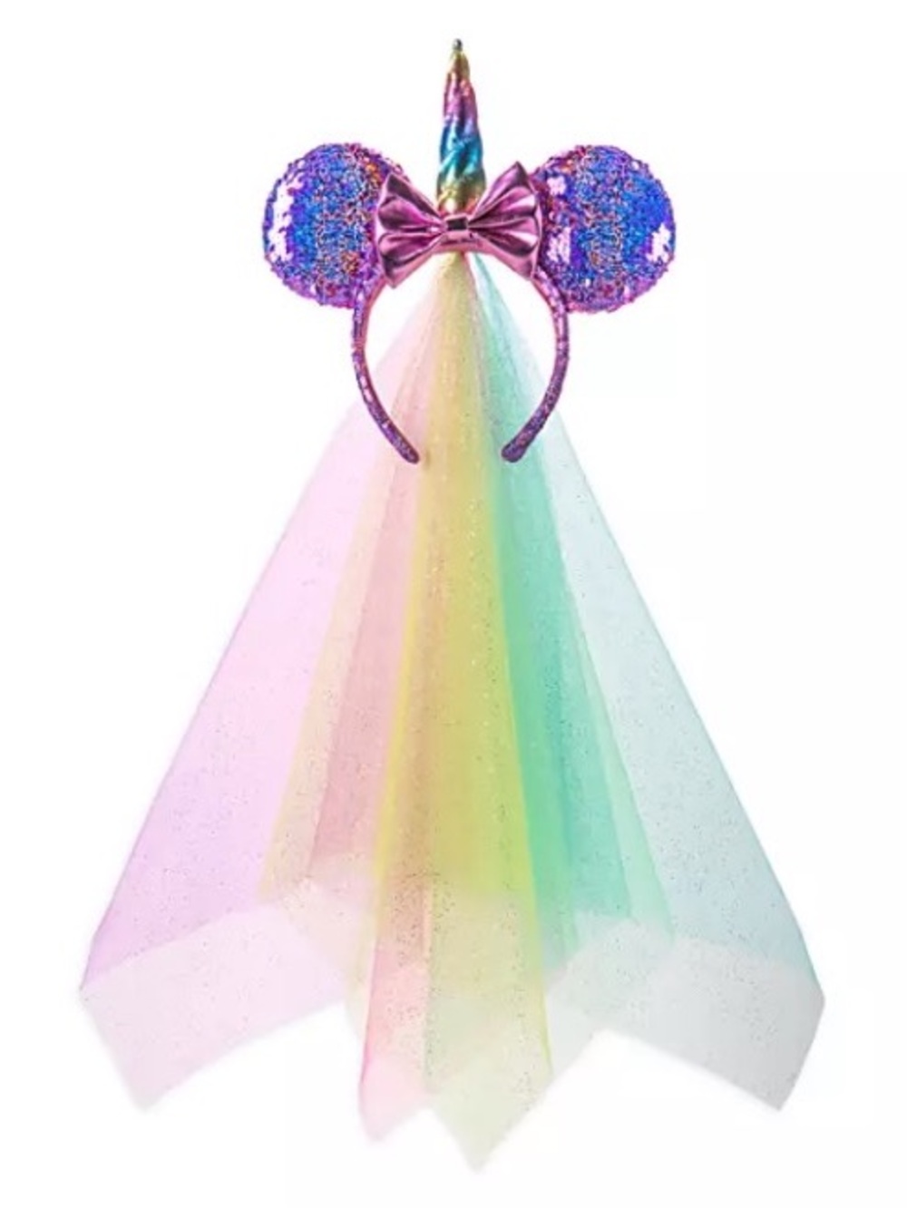 Disney Minnie Mouse rainbow unicorn ears with veil